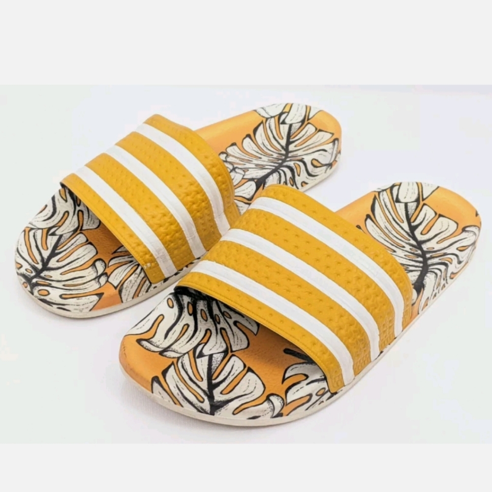 adidas Yellow and White Slide Sandals